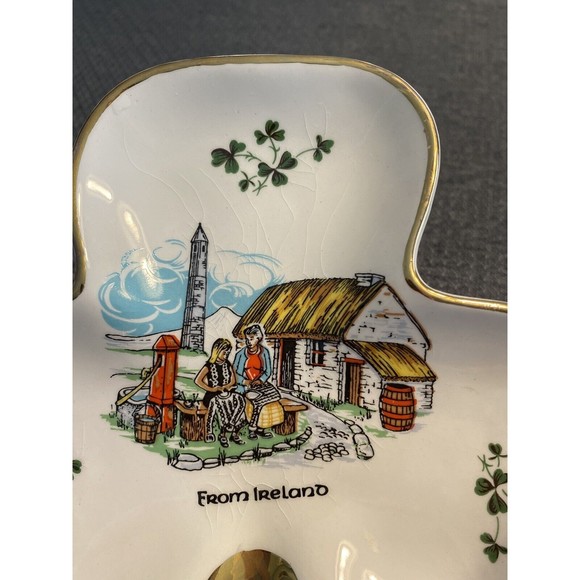 Vintage Carrigaline Pottery 3 Leaf Clover Trinket Candy Dish Ashtray - Picture 2 of 7